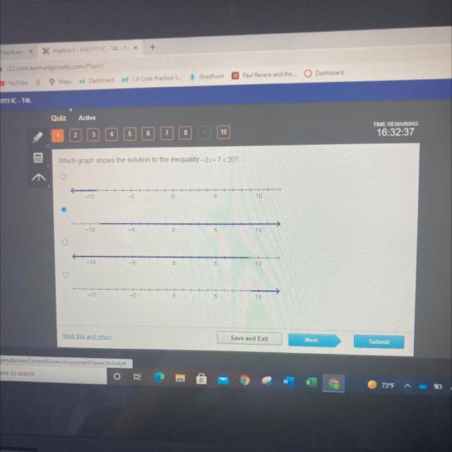 -3x -7 &lt;20?Which Graph Shows The Solution To The Inequality 