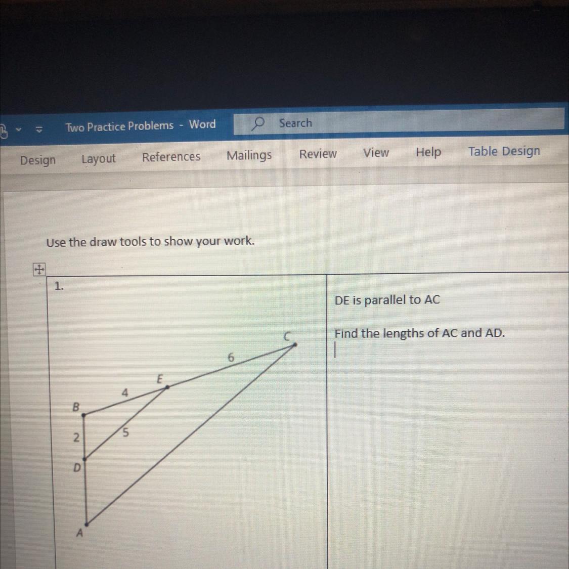 DE Is Parallel To ACFind The Lengths Of AC And AD.