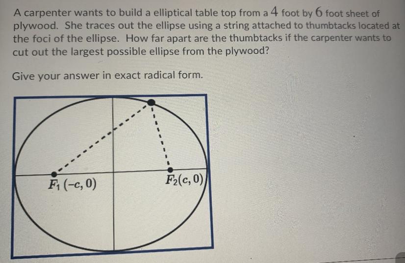 A Carpenter Wants To Build A Elliptical Table Top From A 4 Foot To By 6 Foot Sheet Of Plywood. She Traces