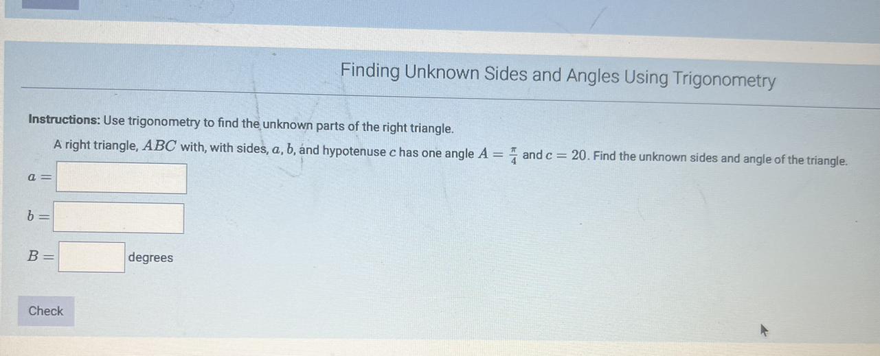 Find Unknown Sides And Angle Of The Triangle 