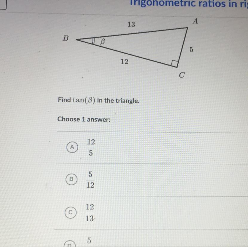 Find Tan(B) In The Triangle