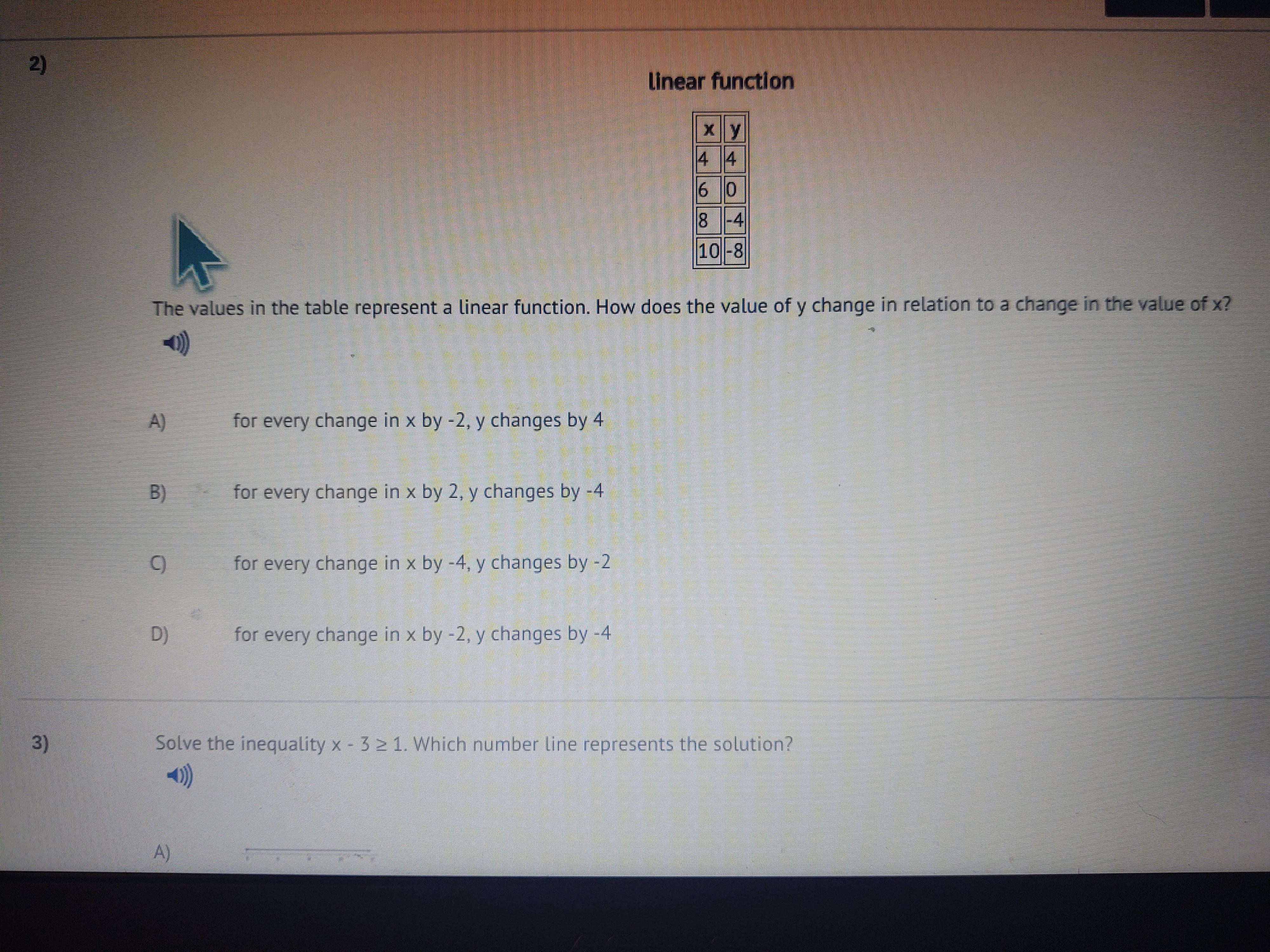 Linear Function 60 10-8 The Values In The Table Represent A Linear Function. How Does The Value Of Y