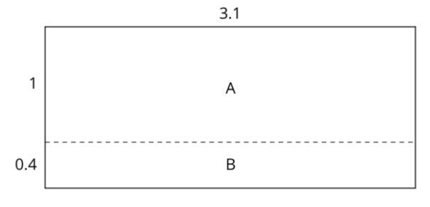 Here Is A Diagram That Represents (3.1) (1.4).What Is The Area Of Rectangle A?What Is The Area Of Rectangle