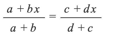 Solve For X; (a+bx)/(a+b)=(c+dx)/(c+d) If Cb=ad