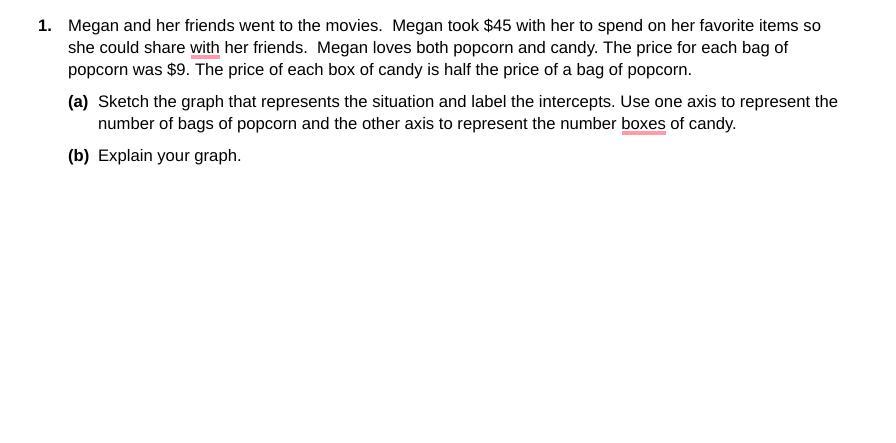 Megan And Her Friends Went To The Movies. Megan Took $45 With Her To Spend On Her Favorite Items So She