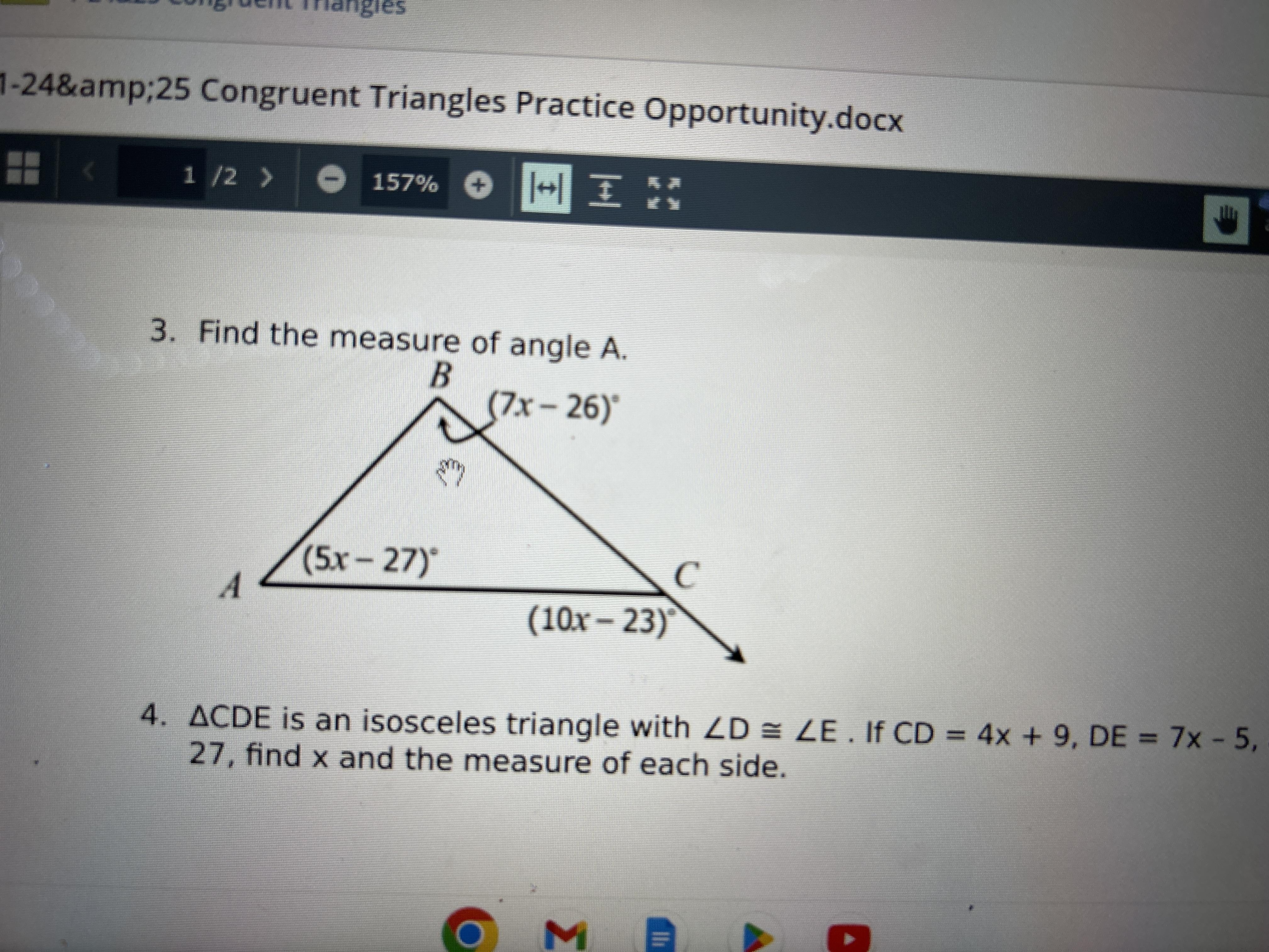 Find The Measure Of Angle A