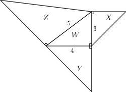 Right Isosceles Triangles Are Constructed On The Sides Of A 345 Right Triangle, As Shown. A Capital Letter