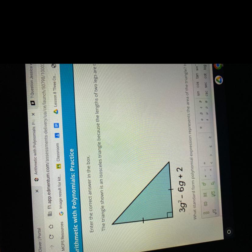 What Standard Form Polynomial Expression Represents The Area Of The Triangle 