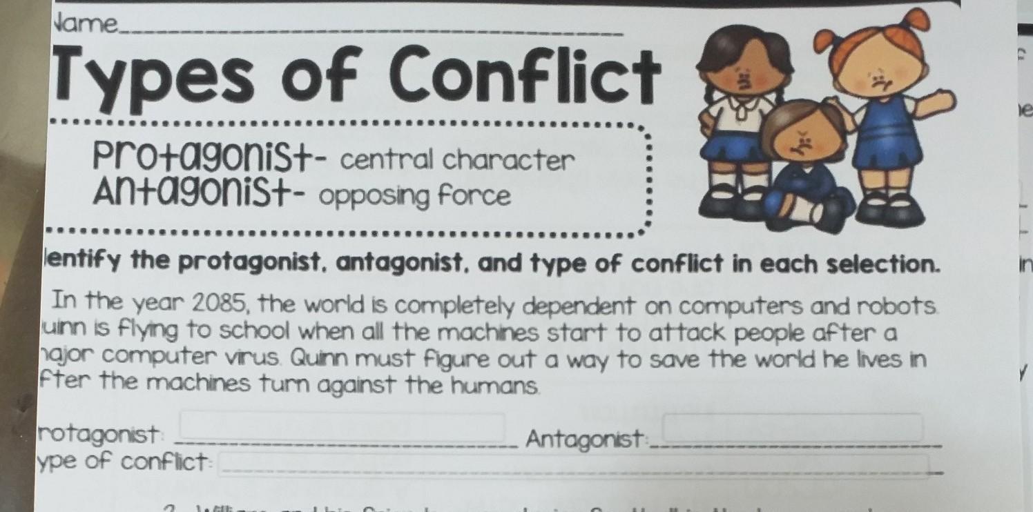 Hame___ Types Of Conflict Protagonis+- Antagonist- Opposing Force Central Character Entify The Protagonist,