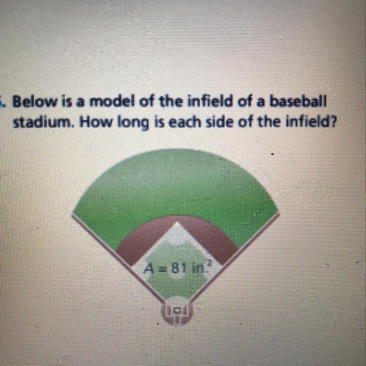 Below Is A Model Of The Infield Of A Baseball Stadium. How Long Is Each Side Of The Field Hurry Pleaseee