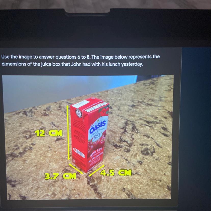 What Is The Perimeter For The Top Part Of The Juice Box?A. 16.4cmB. 16cmC. 17cmD. 16.65cm