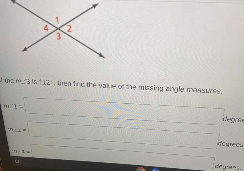 If The M Angle3 Is 112 Then Find The Value Of The Missing Angle Measure 