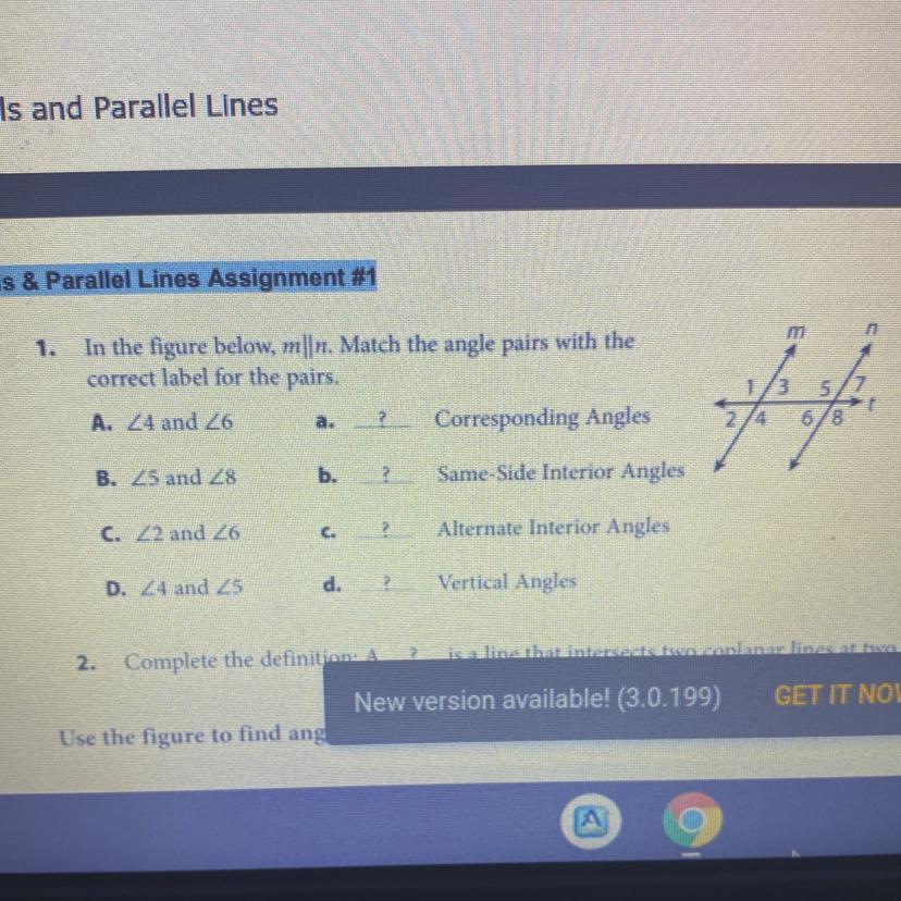 Can Yall Help Plzzzzz1.mIn The Figure Below, M||n. Match The Angle Pairs With Thecorrect Label For The