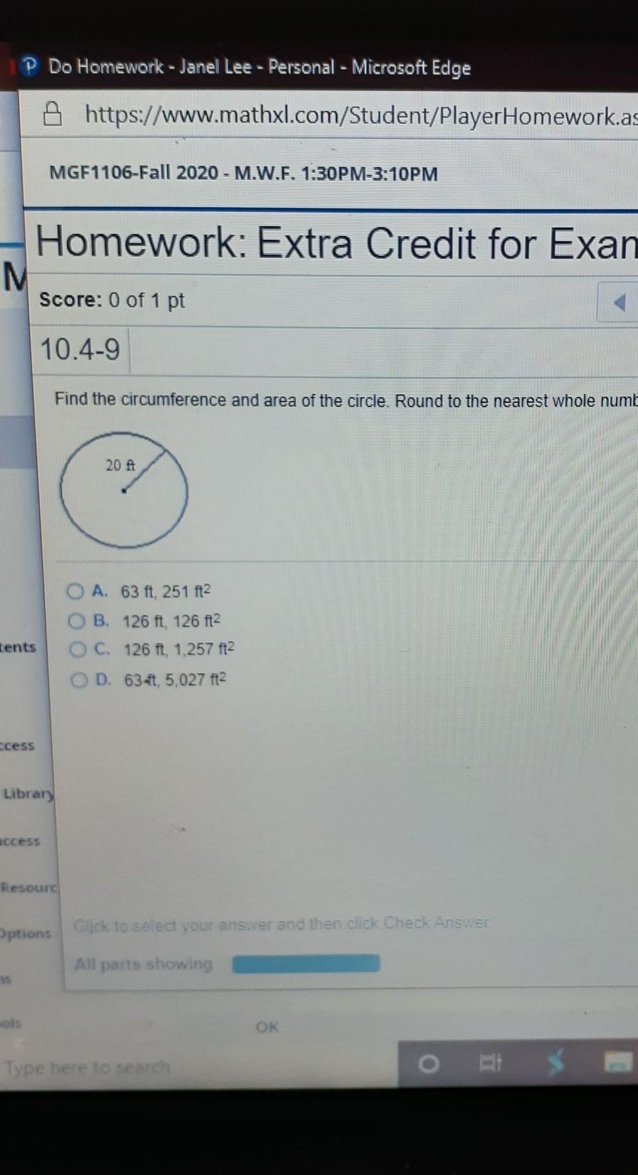 Find The Circumference And Area Of The Circle Round To The Nearest Whole Number 