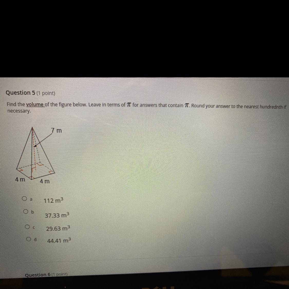 Find The Volume Of The Figure Below. Leave In Terms Of PT For Answers That Contain T Round Your Answer