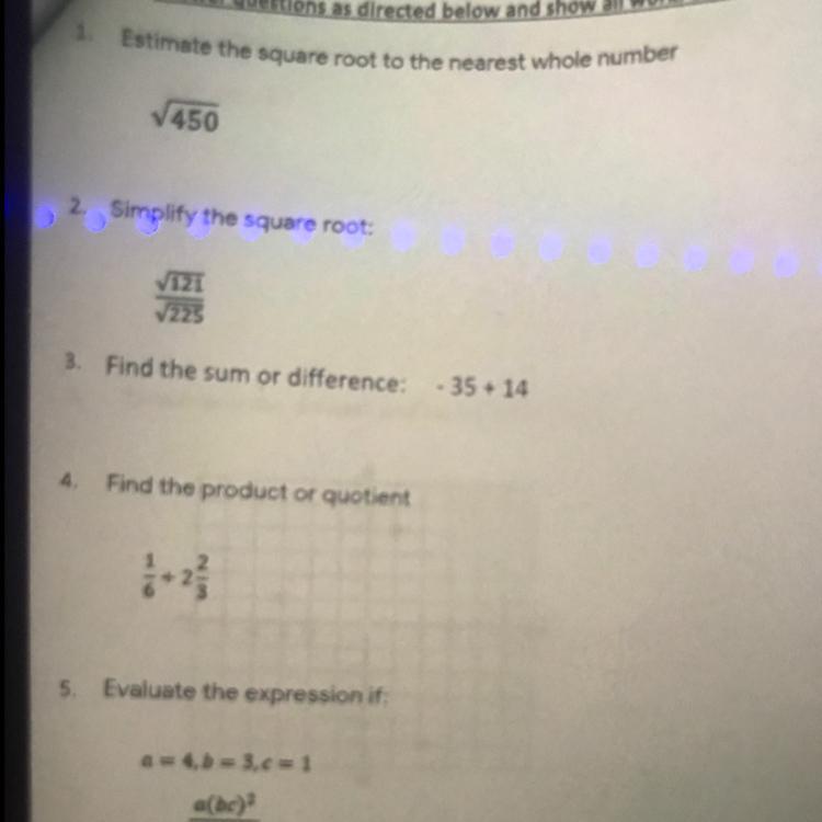 Estimate The Square Root To The Nearest Whole NumberV450question 1