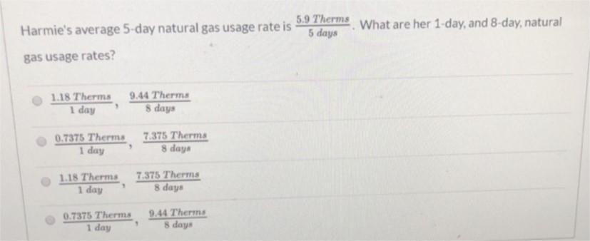 Harmie's Average S-day Natural Gas Usage Rate Is 5.g Therms AR Are Sdays What Day- And 8-day Natural
