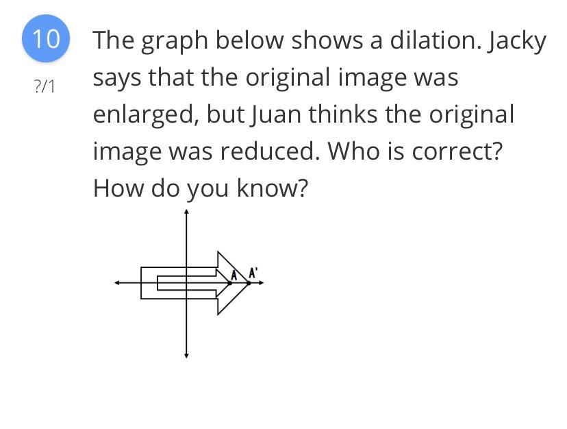 The Graph Below Shows A Dilation. Jacky Says That The Original Image Was Enlarged, But Juan Thinks The