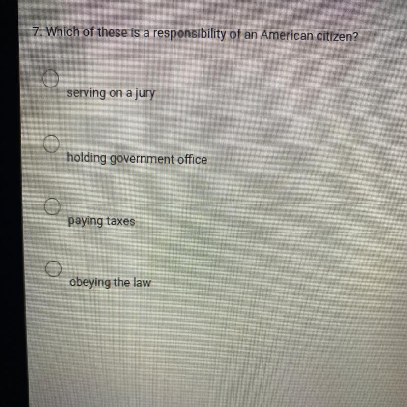 Which Of These Is A Responsibility Of An American Citizen?