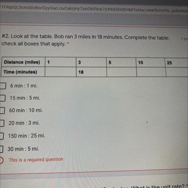 Look At The Table. Bob Ran 3 Miles In 18 Minutes. Complete The Table: