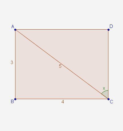 In The Diagram, Rectangle ABCD Is Split In Half By AC. What Is The Value Of Tan X? A. 3/4 B. 4/5 C. 3/5