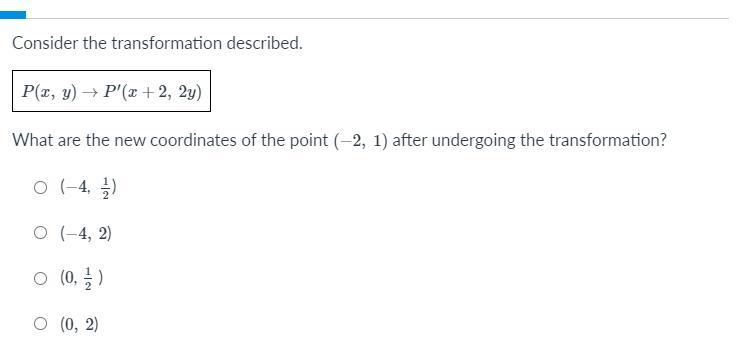 What Are The New Coordinates Of The Point (-2,1) After Undergoing The Transformation?