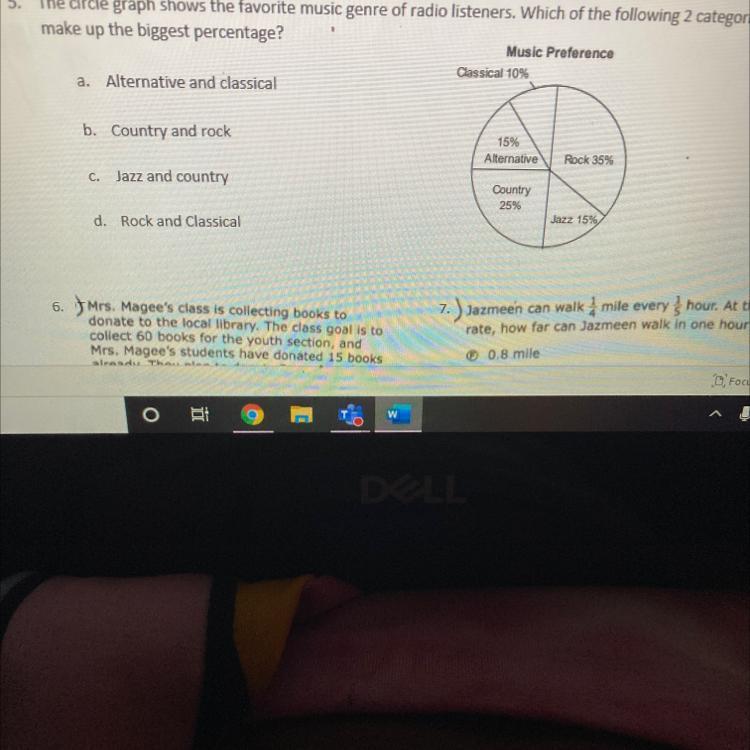 5. The Circle Graph Shows The Favorite Music Genre Of Radio Listeners. Which Of The Following 2 Categories