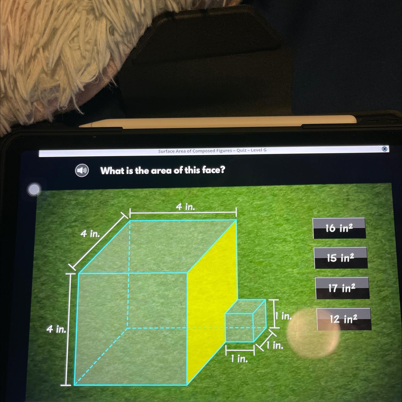 What Is The Area Of This Face?4 In.4 In.4 In.1 In.1 In.16 In15 In17 In12 In