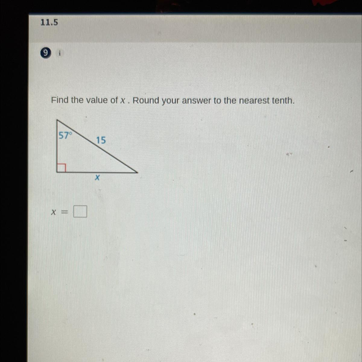 Find The Value Of X. Round Your Answer To The Nearest Tenth.5715X =