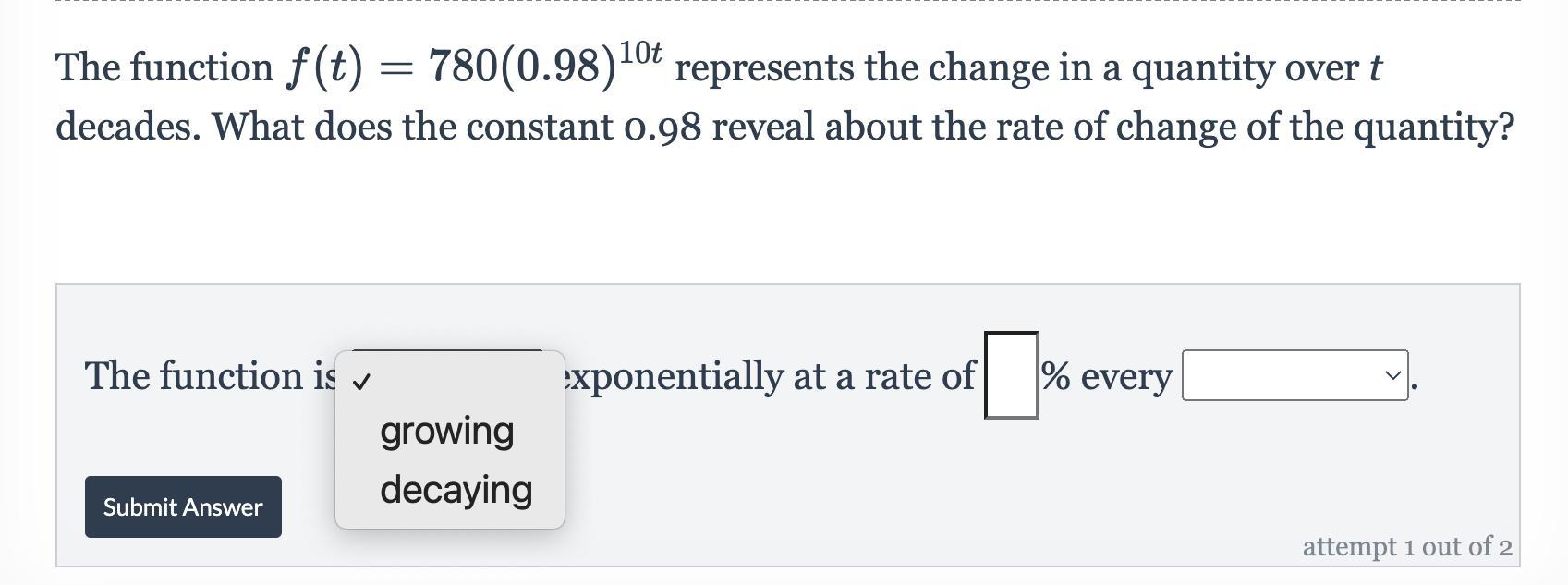 What Does The Constant 0.98 Reveal About The Rate Of Change Of The Quantity?