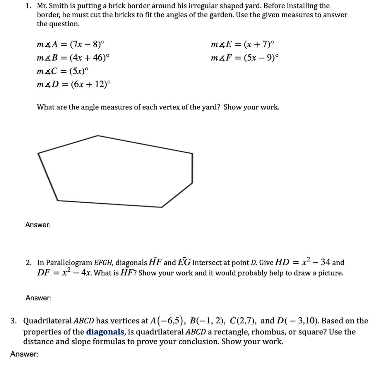 PLEASE HELP WITH THESE THREE QUESTIONS 