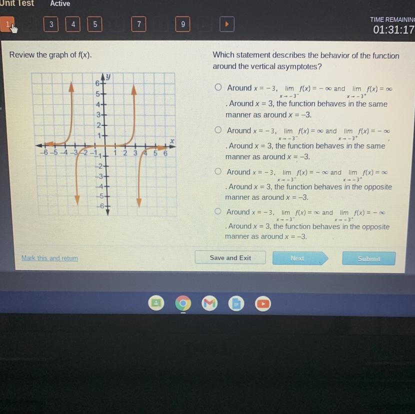 PLEASE HELP ASAP!!Which Statement Describes The Behavior Of The Functionaround The Vertical Asymptotes?