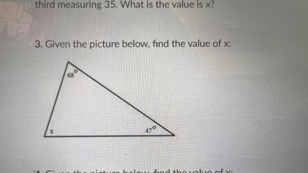 3. Given The Picture Below, Find The Value Of X:
