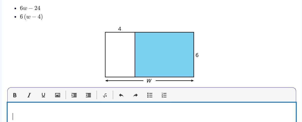 A Rectangle With Dimensions 6 Cm And W Cm Is Partitioned Into Two Smaller Rectangles.Explain Why Each