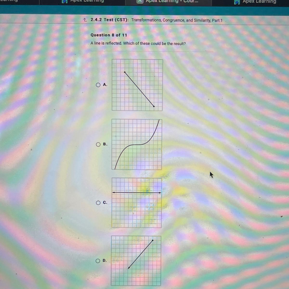 A Line Is Reflected. Which Of These Could Be The Result?O A.B.O C./OD.