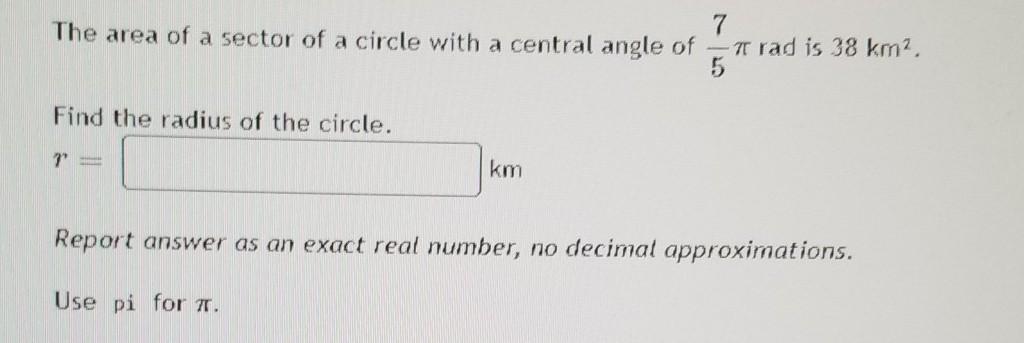 Hello Can You Help Me Solve This Trigonometry Question And In The Question Use Pi To Answer It 