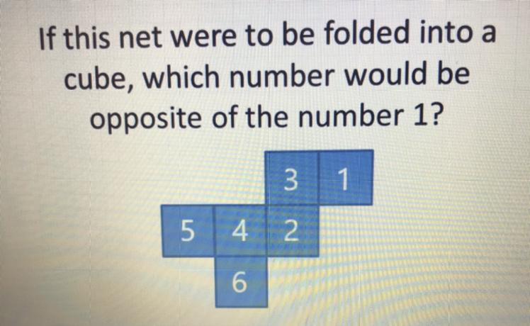 If This Net Were To Be Folded Into A Cube, Which Number Would Be Opposite Of The Number 1?