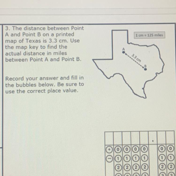 1 Cm - 125 Miles3. The Distance Between PointA And Point B On A Printedmap Of Texas Is 3.3 Cm. Usethe