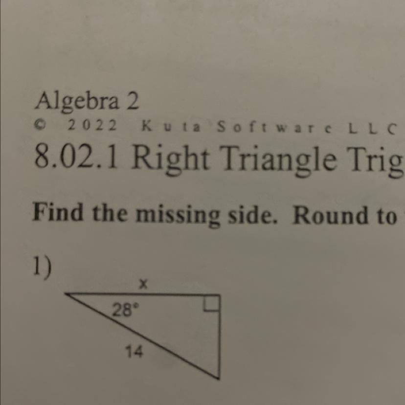 Find The Missing Side. Triangle Trig 