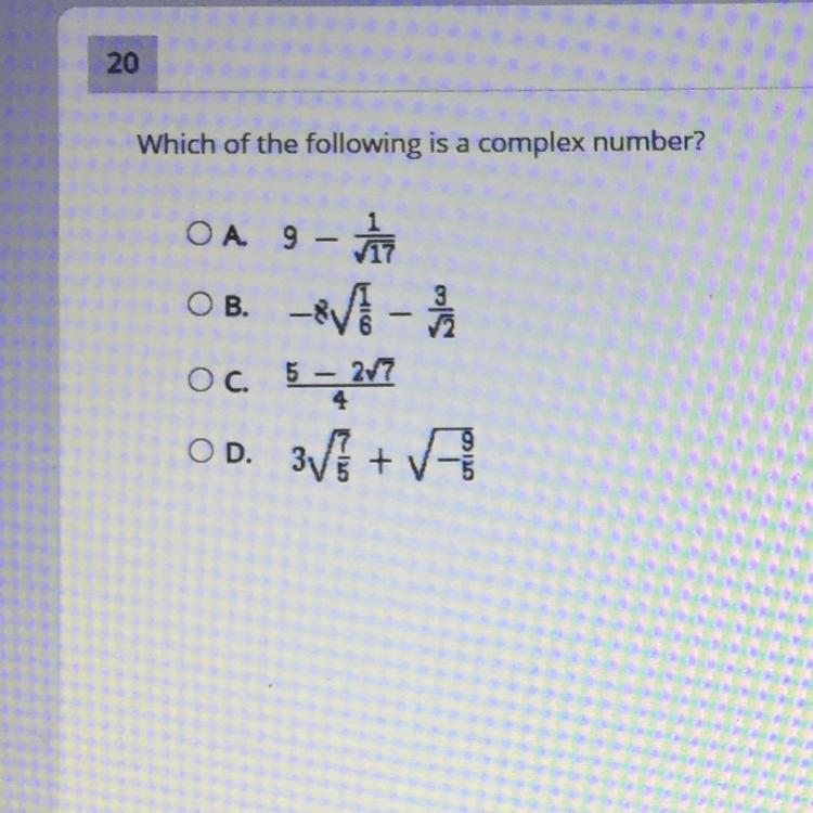 Which Of The Following Is A Complex Number?