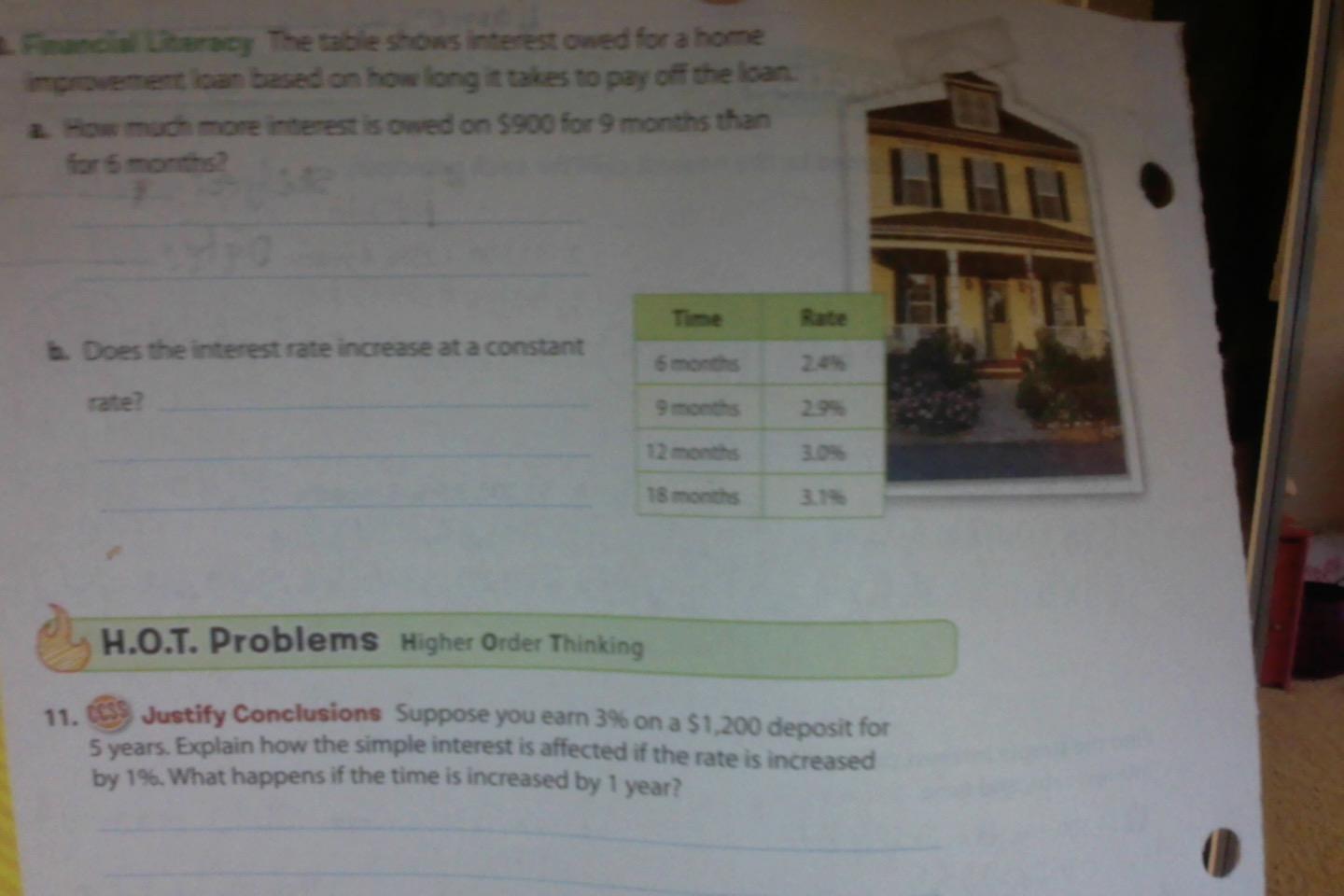 The Table Shows Interest Owed For A Home Improvement Loan Based On How Long It Takes To Pay Off The Loan.a.