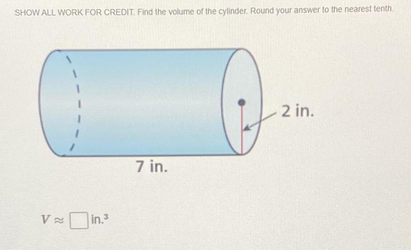 Find The Volume Of The Cylinder. Round Your Answer To The Nearest Tenth.