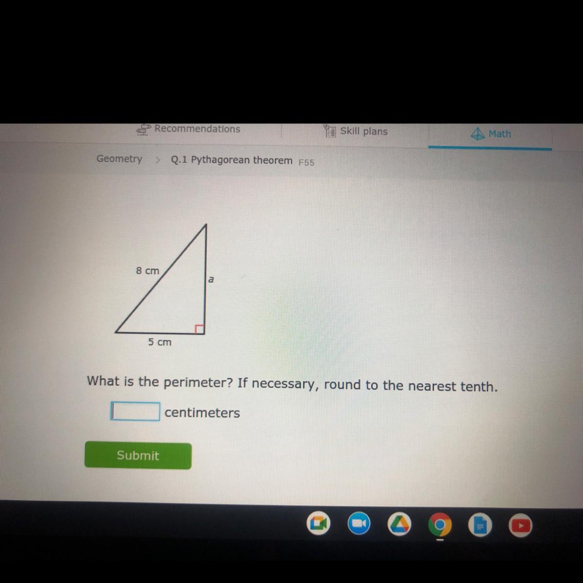 8 Cm5 CmWhat Is The Perimeter? If Necessary, Round To The Nearest Tenth.centimeters