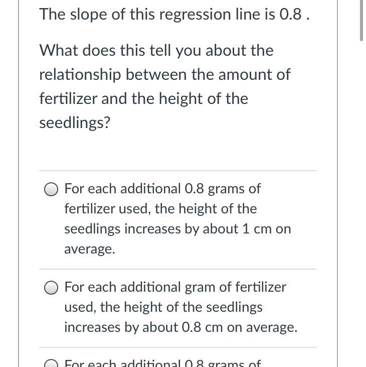 The Slope Of This Regression Line Is 0.8 .What Does This Tell You About The Relationship Between The