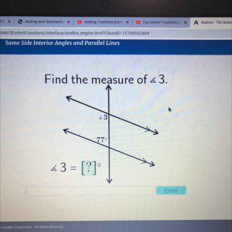Find The Measure Of 43.4377&lt;3 = [?]Enter