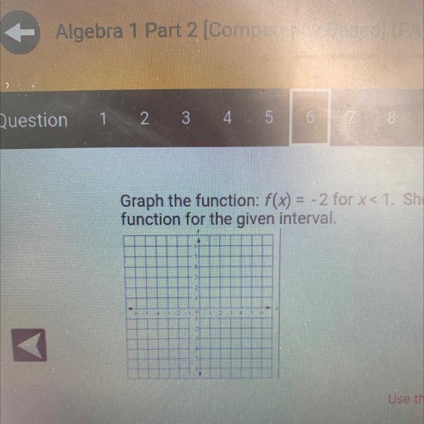 Graph The Function: F(x) = -2 For X&lt; 1. Show A T-chart With All Of Your Work. Determine A Solution