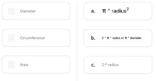 Match The Term With The Formula Needed To Find It.Geometry