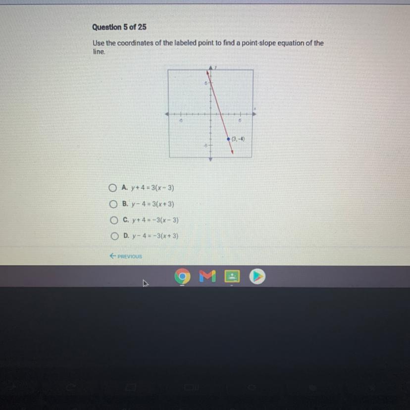 Use The Coordinates Of The Labeled Point To Find A Point-slope Equation Of The Line 