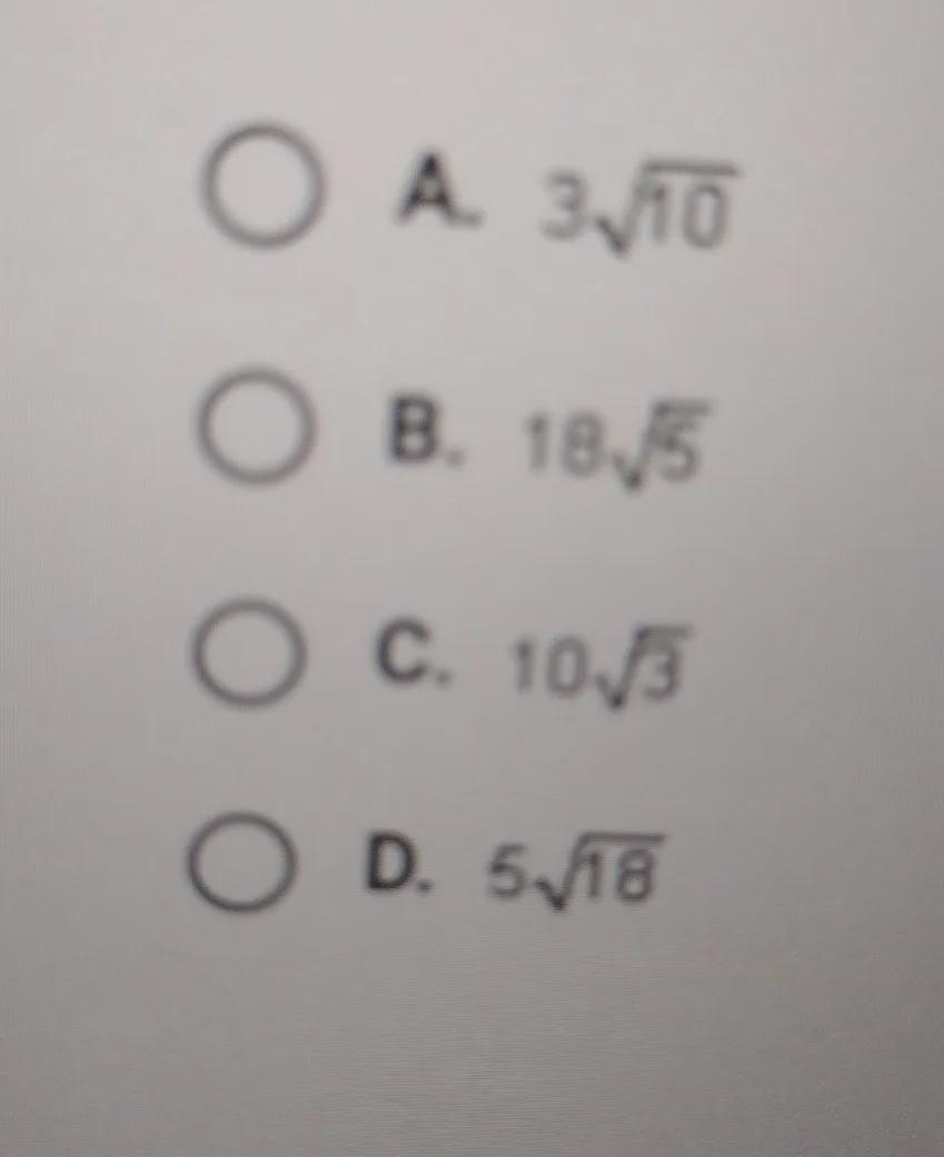 What Is Equivalent To This Product Below?[tex] \sqrt{9} \times \sqrt{5} \times \sqrt{2} [/tex]