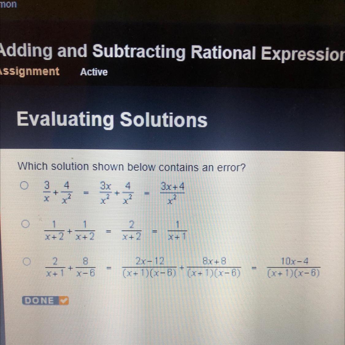 Which Solution Shown Below Contains An Error?